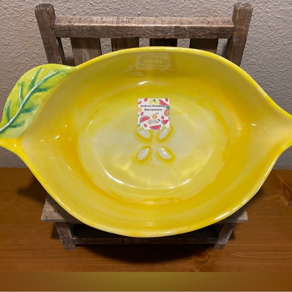 Farmhouse Lemon Serving Bowl, Melamine Lemon Shaped Serving Bowl, Lemon Bowl
